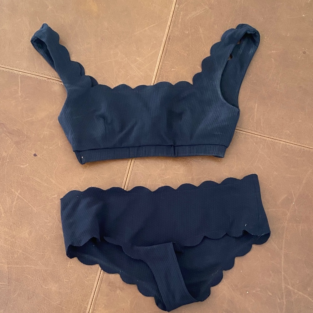 Marysia Swim Black Scalloped Bikini